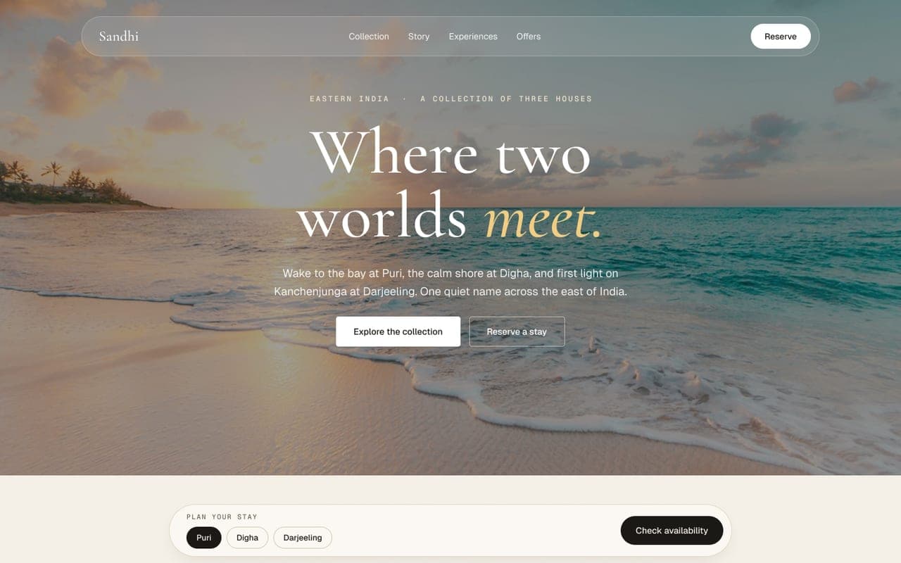 Sandhi - Luxury Hospitality Website by Abhirup Datta Khan